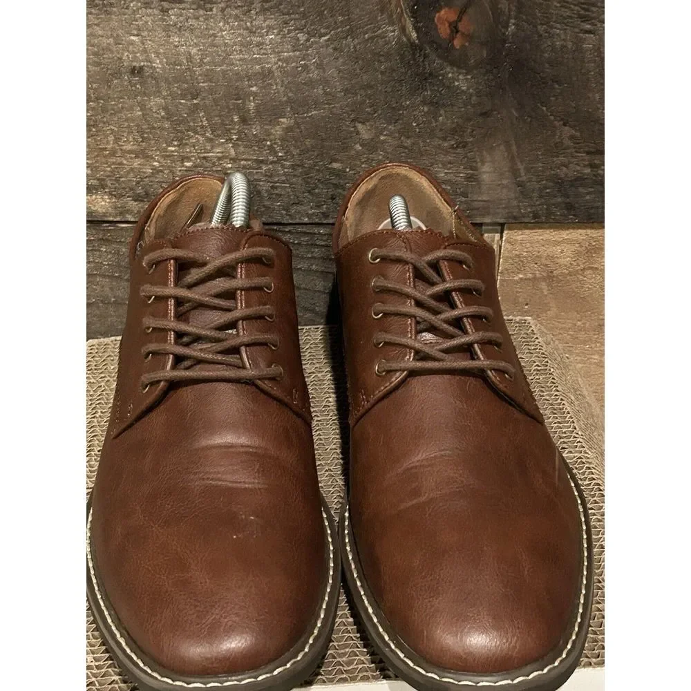 GUESS Jakey Men's Classic Brown Leather Derby Oxford Lace Up Size‎ 10 Shoes
